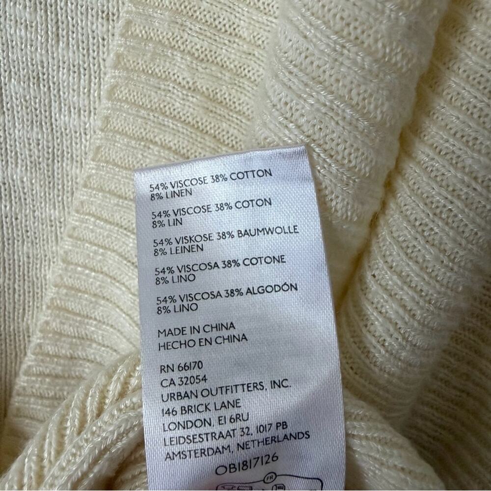 FP Beach | Pullover Sweater Surplice V-neck Pockets Boho Relaxed Cream Large - Picture 8 of 8